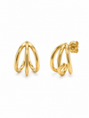 Pendientes Virel dorados con diseño de triple aro curvo BRAVATA