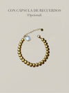 Pulsera dorada de bolas estilo minimalista con cápsula de recuerdos opcional Bravata