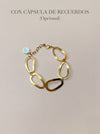 Pulsera dorada de cadena gruesa con cápsula de recuerdos opcional Bravata