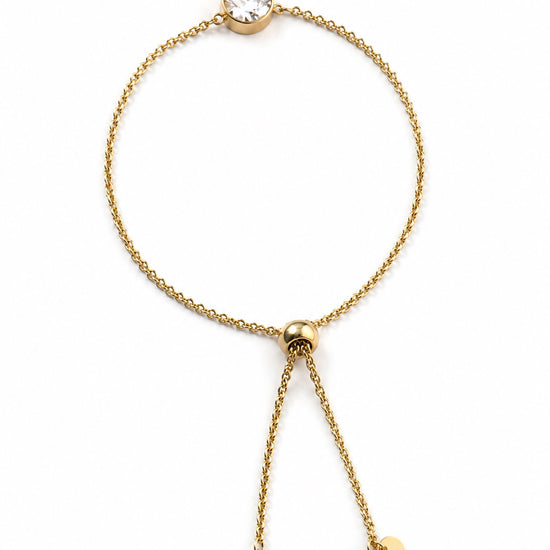 Pulsera dorada ajustable con circonita brillante redonda para mujer de BRAVATA