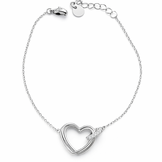 Pulsera de corazón en plata con circonitas