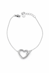Pulsera de corazón en plata con circonitas