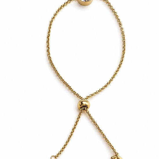 Pulsera dorada ajustable con circonita brillante diseño minimalista elegante Bravata
