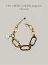 Pulsera dorada de eslabones grandes con cápsula de recuerdos opcional Bravata