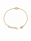 Pulsera Eslabón dorada de cadena fina con motivo ovalado de circonitas blancas y cierre ajustable de BRAVATA.