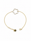 Pulsera Fiore dorada de cadena fina con motivo floral de circonitas blancas de BRAVATA.