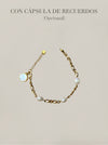 Pulsera dorada con perlas y cápsula de recuerdos opcional Bravata