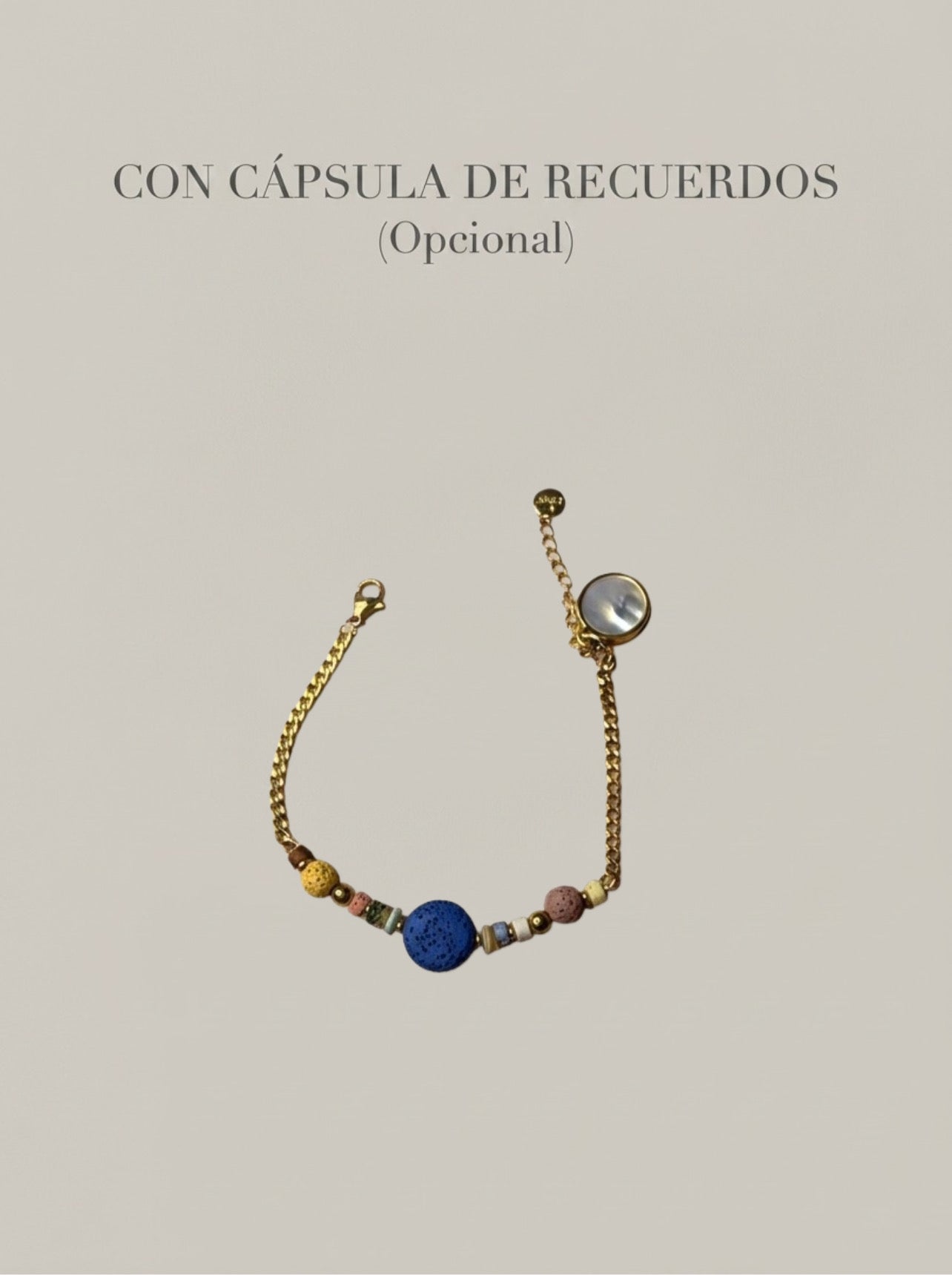Pulsera terra lava con piedras volcánicas y cápsula de recuerdos opcional Bravata